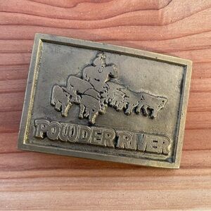 Vintage Powder River Brass Belt Buckle